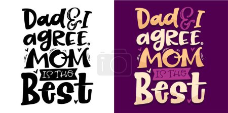 Illustration for Best mom - cute hand drawn doodle lettering postcard. 100% vector image - Royalty Free Image
