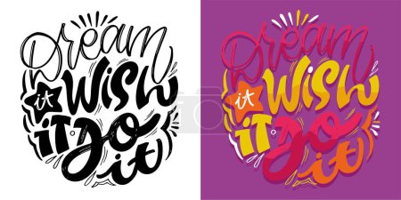 Illustration for Set with hand drawn lettering quotes in modern calligraphy style. Slogans for print and poster design. Vector - Royalty Free Image