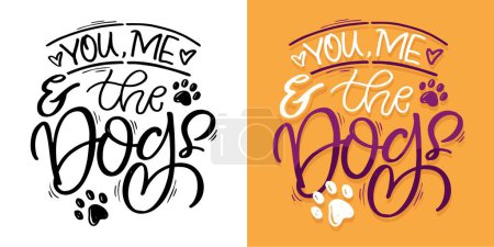 Illustration for Funny lettering quote about paws. Pet lover postcard. Lettering t-shirt design, 100% vector. - Royalty Free Image