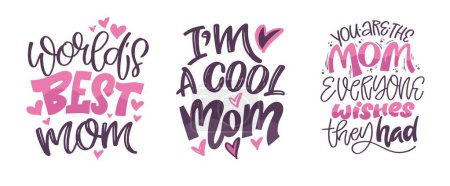 Happy Mothers day - cute lettering art for postcard, t-shirt design, mug print, wed, invitation. Best mom ever. 100% vector