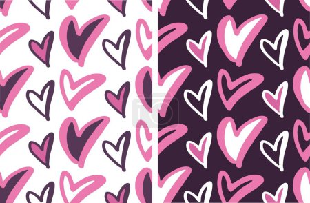 Téléchargez les illustrations : Fond motif amour - dessin à la main fond lettrage doodle. Fichier 100 % vectoriel - en licence libre de droit