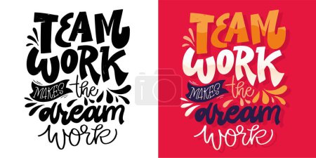 Illustration for Set with hand drawn lettering quotes in modern calligraphy style. Inspiration slogans for print and poster design. Vector - Royalty Free Image