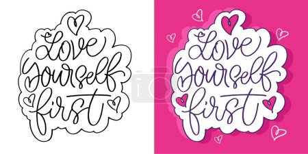 Illustration for Set with hand drawn lettering quotes in modern calligraphy style. Inspiration slogans for print and poster design. Vector - Royalty Free Image