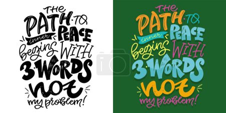 Lustiges handgezeichnetes Doodle-Postkartenzitat. T-Shirt-Design, Kleiderdruck, Becherdruck. Buchstabenkunst.