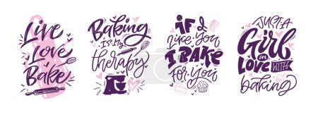 Illustration for Cute hand drawn doodle lettering quote about cooking. 100% vector - Royalty Free Image