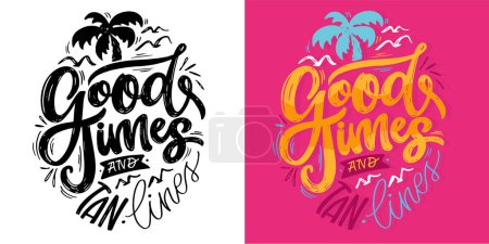 Illustration for Summer vibes - cute hand drawn doodle lettering quote. Lettering ptint t-shirt design, mug print about summer. - Royalty Free Image
