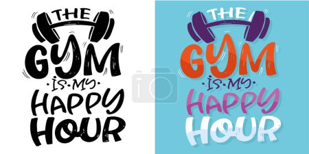 Illustration for Cute hand drawn doodle lettering quote about gym. T-shirt design, mug print. - Royalty Free Image