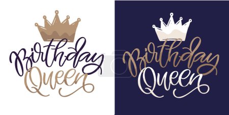 Illustration for Birthday Queen - cute hand drawn doodle lettering quote. T-shirt design, mug print. - Royalty Free Image