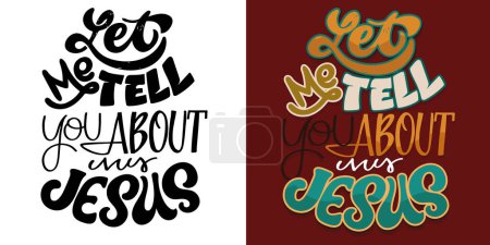 Postcard about Jesus - Lettering quote hand drawn doodle postcard. T-shirt design, mug print.