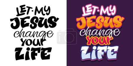 Postal sobre Jesús - Carta de cita dibujada a mano doodle postal. Diseño de camiseta, impresión de taza.
