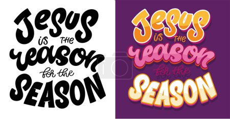Postkarte über Jesus - Schriftzug Zitat handgezeichnete Kritzelpostkarte. T-Shirt-Design, Becher-Print.