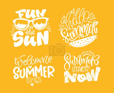 Cute hand drawn doodle lettering quote about summer. Lettering for t-shirt design, mug print, bag print, clothes fashion. 100% hand drawn vector image.