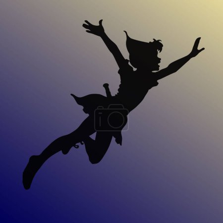peter pan flying vector, on the white background. Vector illustration