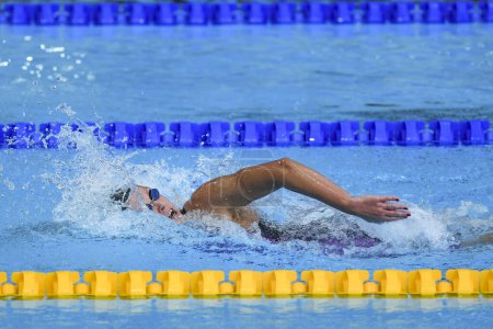 Téléchargez les photos : Santiago, Chili, 25 octobre 2023, Kristel Kobrich (CHI) lors du 1500 m nage libre féminin aux Jeux panaméricains de 2023 - en image libre de droit