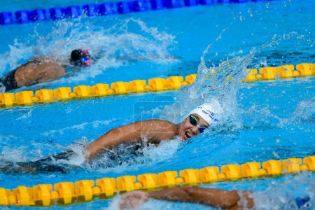 Téléchargez les photos : Santiago, Chili, 25 octobre 2023, Beatriz Pimentel (BRA) lors du 1500 m nage libre féminin aux Jeux panaméricains de 2023 - en image libre de droit