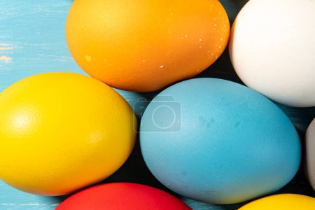 ueggs painted in different colors to symbolize the passage of Christian Easter