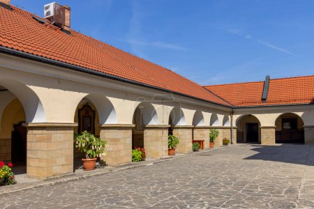 Photo for Kalwaria Zebrzydowska, Poland - August 18, 2022: Courtyard of 17th century Passion and Marian sanctuary of Bernardine Fathers - Royalty Free Image