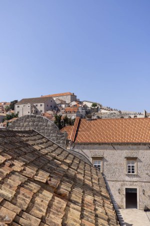 Photo for Dubrovnik, Croatia - June 27, 2023: Walking route around the City Walls, a steep road leading to one of the fortresses of Tower of St. Maria (Kula sv. Marije) - Royalty Free Image