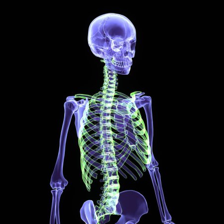 Photo for Human male skeleton skull anatomy. 3d illustration - Royalty Free Image