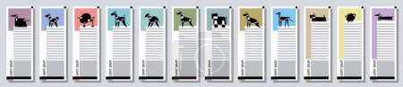 Téléchargez les illustrations : Dog Breeds. Vertical web banner templates. Avantgarde graphic style set. Vector illustration on a grey abstract background. - en licence libre de droit