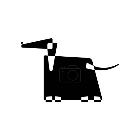 Afghan Hound. Silueta de raza de perro. Plantilla de icono. Estilo gráfico vanguardista. Vector blanco y negro Ilustración sobre fondo blanco.
