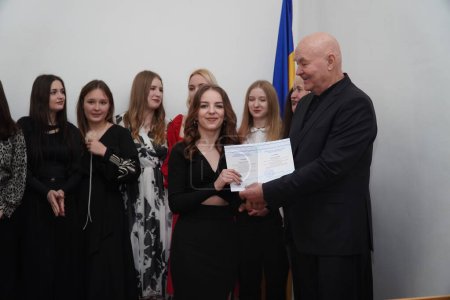 Photo for Lutsk, Ukraine: award student ceremony on March 8 in Volyn Professional College of the National University of Food Technologies - Royalty Free Image
