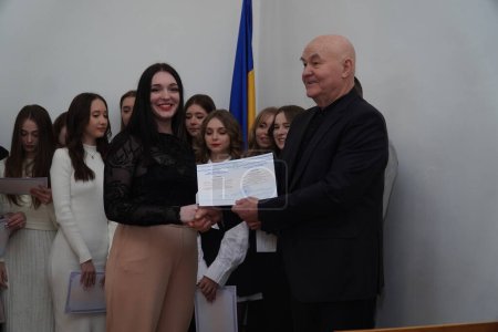 Photo for Lutsk, Ukraine: award student ceremony on March 8 in Volyn Professional College of the National University of Food Technologies - Royalty Free Image
