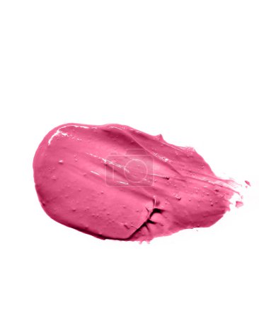 Téléchargez les photos : Frottis de rouge à lèvres rose, isolé sur fond blanc - en image libre de droit