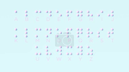 Téléchargez les photos : Alphabet braille Bleu rose Symbole du système de texte Formé à partir de points soulevés Journée mondiale du braille 4 Janvier Illustration 3d - en image libre de droit