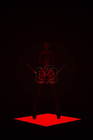Red Demon Devil Femme Spiker Vampire Biker en Bondage Sci Fi Halloween illustration 3D rendu