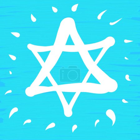 Foto de Estrella De David Hanukkah Festival De Luces Azul Blanco Israel Hebreo Religión Símbolo Jerusalén Templo Pintura al óleo Pintado a mano Fondo 2022 ilustración - Imagen libre de derechos