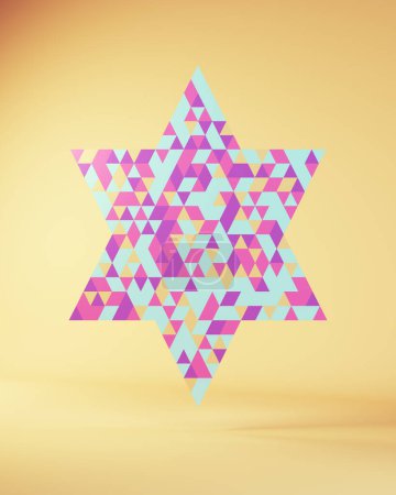 Photo for Star Of David Hanukkah Hebrew Religion Religious Decoration Made from Triangles 3d illustration render - Royalty Free Image