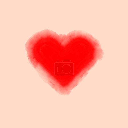 Téléchargez les photos : Jolie aquarelle rouge Coeur Amour Symbole Saint-Valentin Romance Saint-Valentin Main Illustration peinte - en image libre de droit