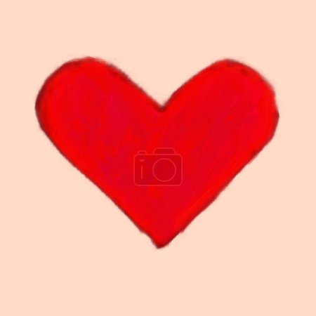 Téléchargez les photos : Peinture à l'huile rouge Peinture Coeur Amour Symbole Saint-Valentin Romance Saint-Valentin Main dessinée Pinceau AVC Illustration peinte - en image libre de droit