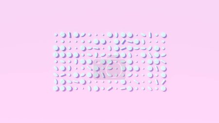 Photo for Blue Flat Lay Pills Tablets on a Pink Background Healthcare Medication Sign Circle Pale Colour 3d illustration render - Royalty Free Image