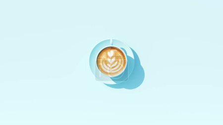 Téléchargez les photos : Soucoupe de café bleu pâle Pastel lumineux d'affaires signe matin boisson réveil petit déjeuner illustration 3d rendre - en image libre de droit
