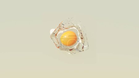 Photo for Raw Egg Yellow Yolk White Breakfast Food Illustration Warm Grey Background 3d illustration render - Royalty Free Image