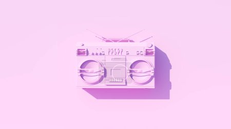 Foto de Pale Pink Vintage 80's Style Boombox Hi Fi Portable Cassette Player Stereo Speakers Pink Background 3d illustration render - Imagen libre de derechos
