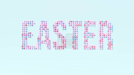 Photo for Easter Eggs Sunday Holiday Christian Festival Palm Sunday Small Pale Blue Pink 3d illustration render - Royalty Free Image