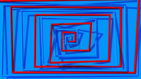 Téléchargez les photos : Choix Spirale Concept Non Personnes Rouge Bleu Directions Chemins Pointant Imagerie Sélection Emmêlé Bleu Arrière-plan Illustration 3D rendu - en image libre de droit
