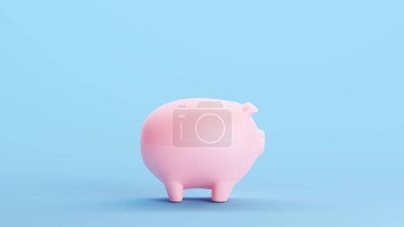 Téléchargez les photos : Pink Piggy Bank Savings Finance Banque d'affaires Kitsch bleu fond illustration 3d rendre rendu numérique - en image libre de droit