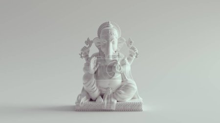 Téléchargez les photos : White Indian Hindu God Ganesh Statue décorative Elephant Head Religious Model Symbol Illustration 3d rendre le rendu numérique - en image libre de droit