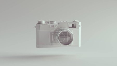 Photo for White Camera Retro Compact Photography Lens Film Equipment Focus Technology 3d illustration render digital rendering - Royalty Free Image