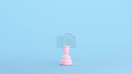Photo for Pink Chess Piece Pawn Strategy Game Traditional Competition Object Kitsch Blue Background 3d illustration render digital rendering - Royalty Free Image