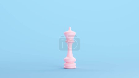 Photo for Pink Chess Piece King Strategy Game Traditional Competition Object Kitsch Blue Background 3d illustration render digital rendering - Royalty Free Image