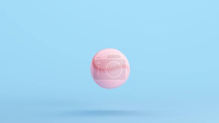 Foto de Pink Baseball Stitching Ball Juego Deportes Equipo Entrenamiento Kitsch Fondo Azul Ilustración 3D renderizado digital - Imagen libre de derechos