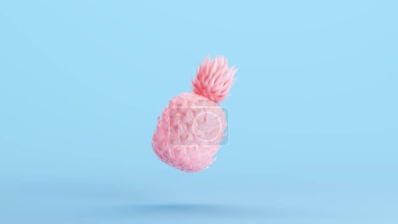 Photo for Pink Pineapple Tropical Fruit Edible Plant Kitsch Blue Background 3d illustration render digital rendering - Royalty Free Image