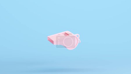 Photo for Pink Whistle Sports Security Equipment Go Training Kitsch Blue Background 3d illustration render digital rendering - Royalty Free Image