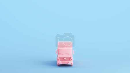 Foto de Transporte de entrega de camiones rosa Transporte Transporte de mercancías Industria comercial Logística Kitsch Fondo azul Vista frontal Ilustración 3D renderizado digital - Imagen libre de derechos