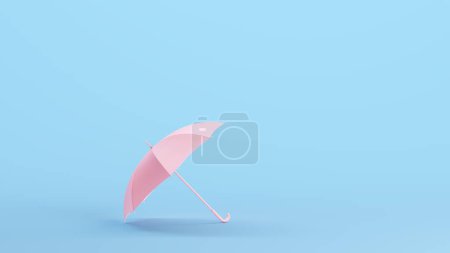Photo for Pink Umbrella Rain Weather Protection Sun Parasol Vintage Kitsch Blue Background 3d illustration render digital rendering - Royalty Free Image